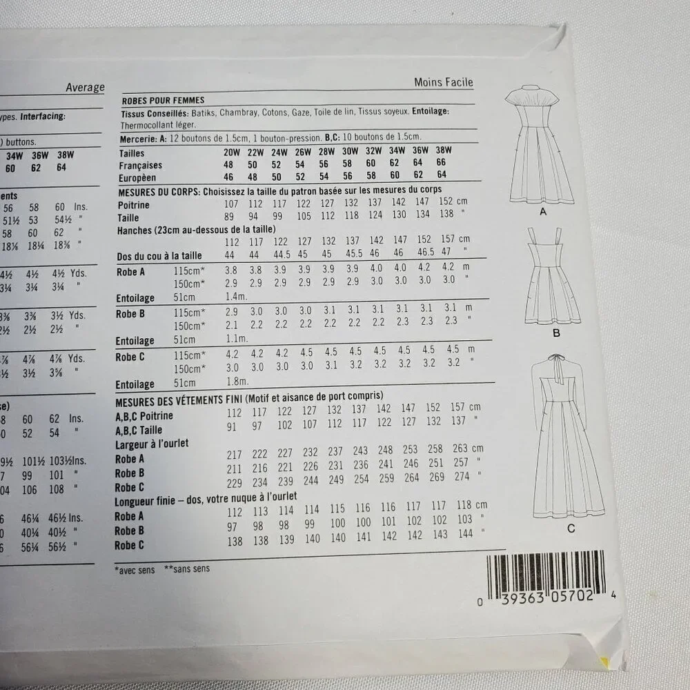 Simplicity R11768 Womens Dress Sewing Pattern W3 30W-38W Plus Size UNCUT